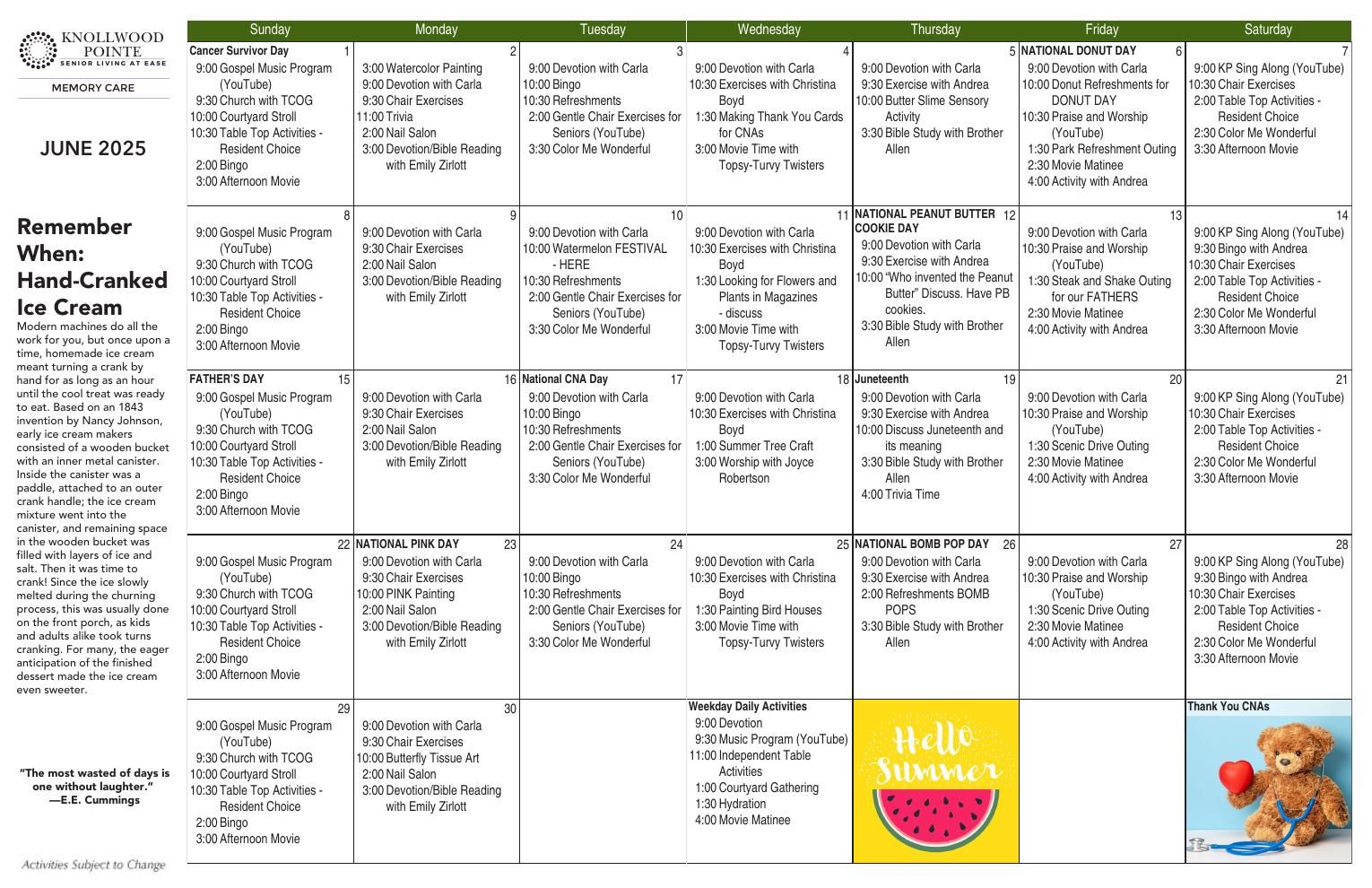  Event Calendar
