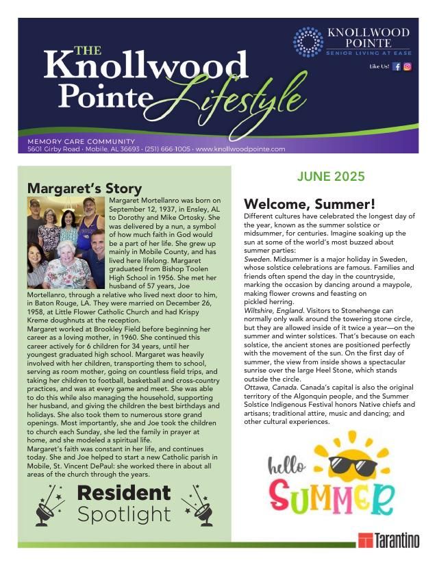 Memory Care Current Newsletter