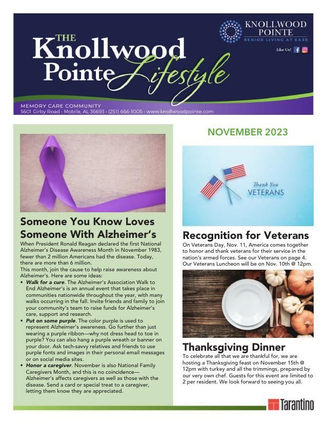 Memory Care Current Newsletter